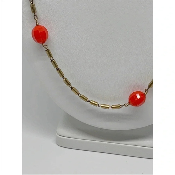 J. Crew Orange & Gold Beaded Long Necklace - Picture 2 of 3